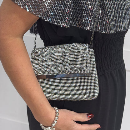 Sienna: Small Czech crystal clutch bag with chain