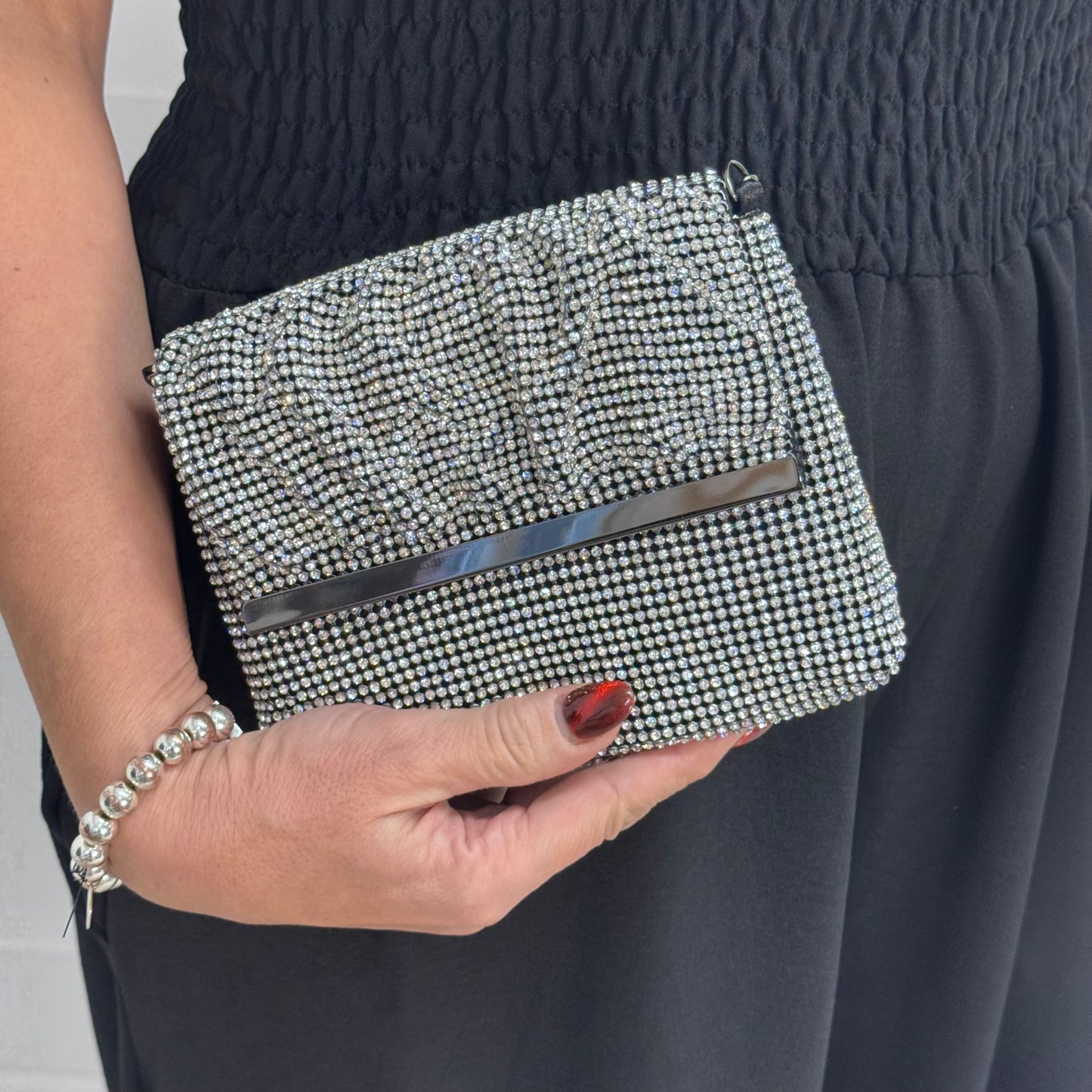 Sienna: Small Czech crystal clutch bag with chain