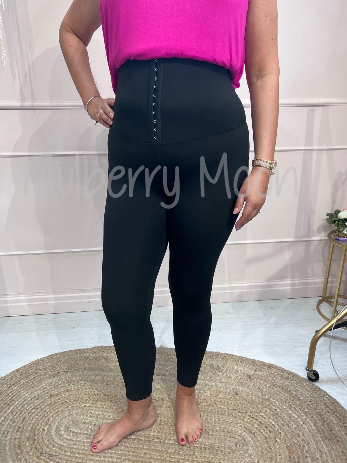 Tina: Black high waist tummy tuck leggings. Sizes 8-22 – Mulberry