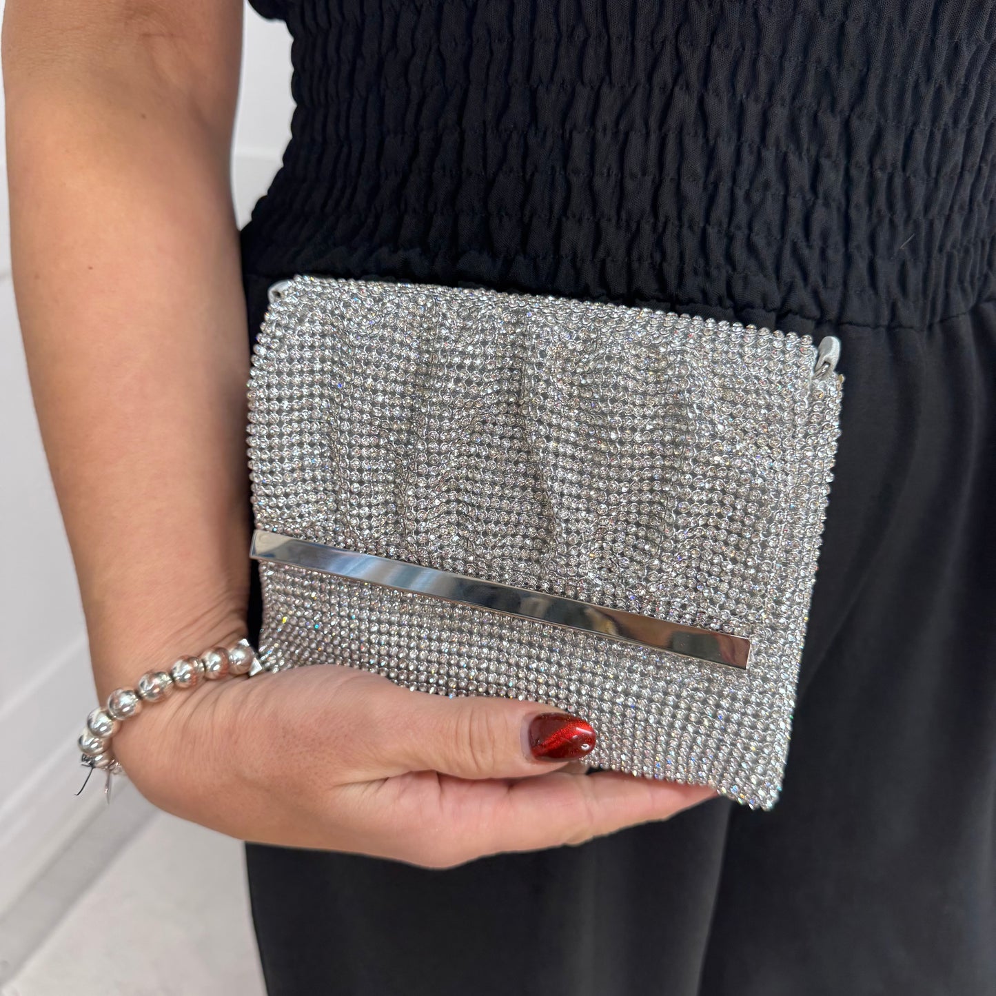 Sienna: Small Czech crystal clutch bag with chain