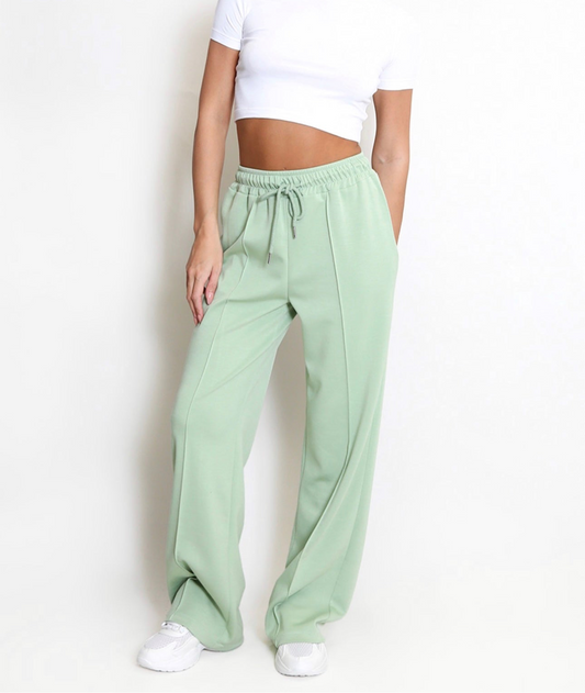 Trudy: Mint stretchy wide leg pocket trousers. 2 sizes