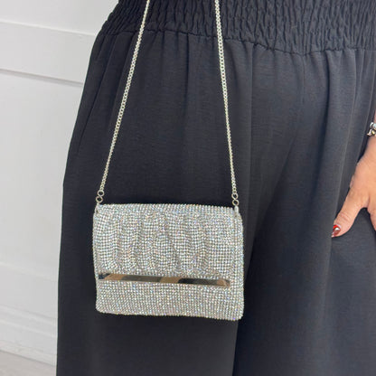 Sienna: Small Czech crystal clutch bag with chain