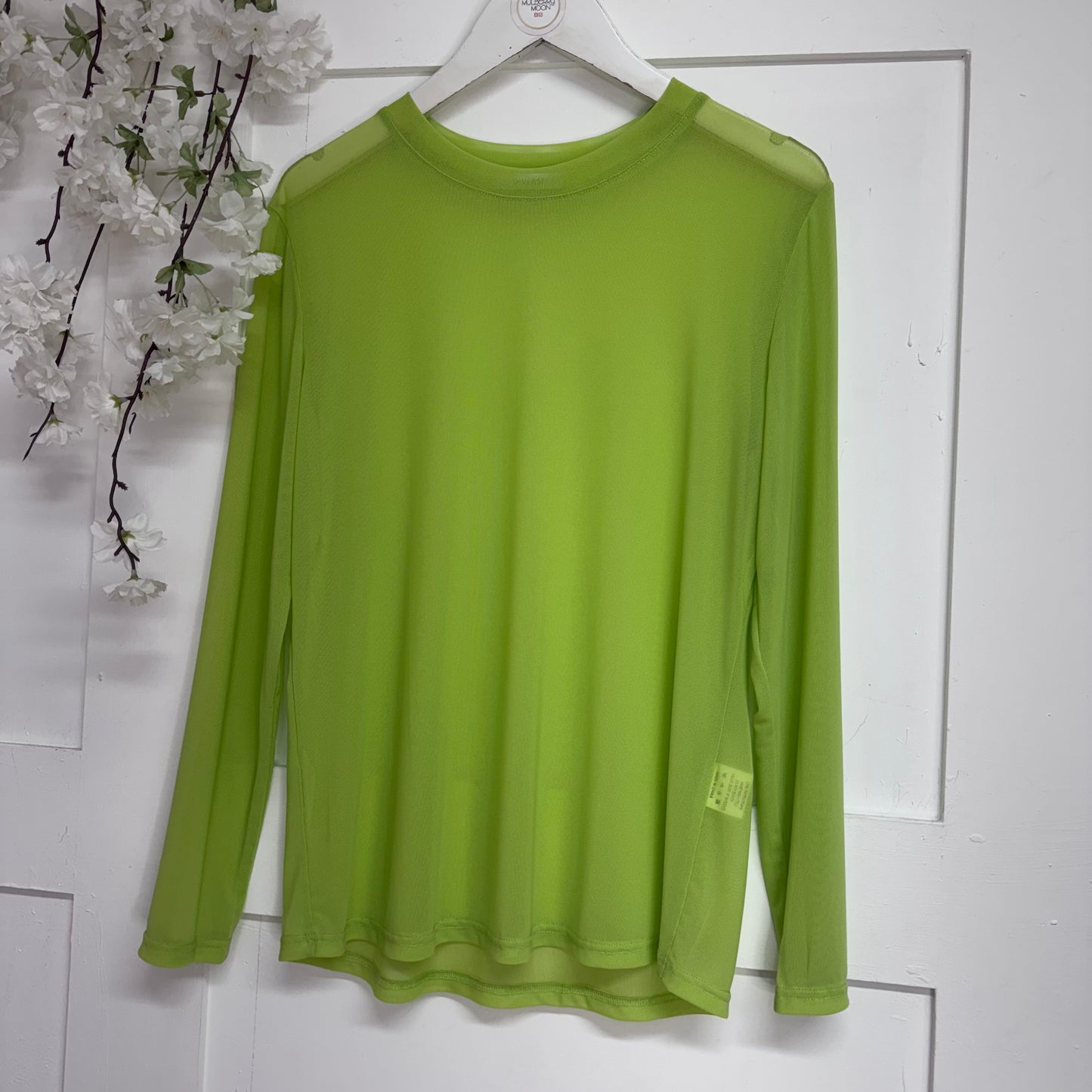 Romy: Spring colour sheer mesh top. One Sz: 12-20