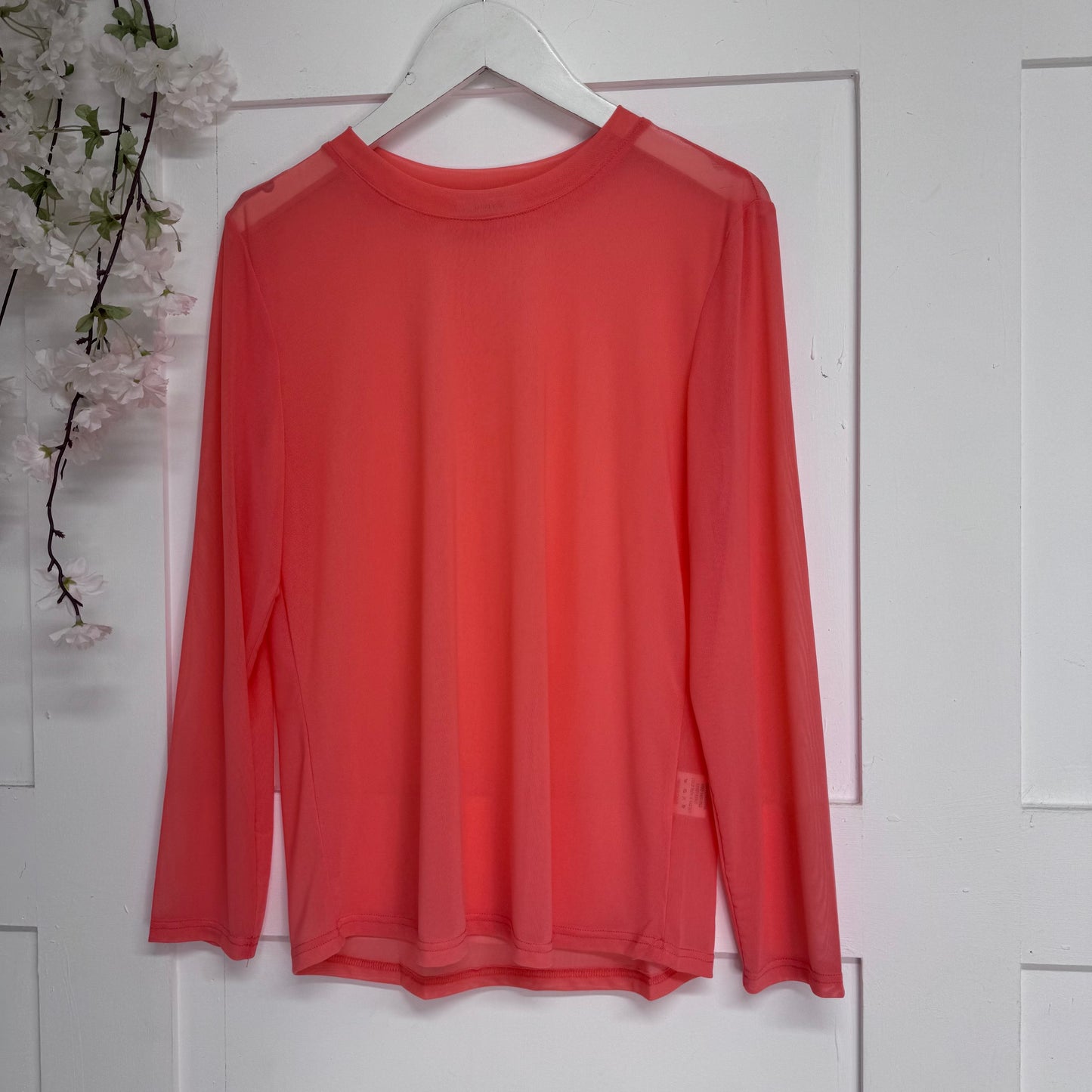 Romy: Spring colour sheer mesh top. One Sz: 12-20