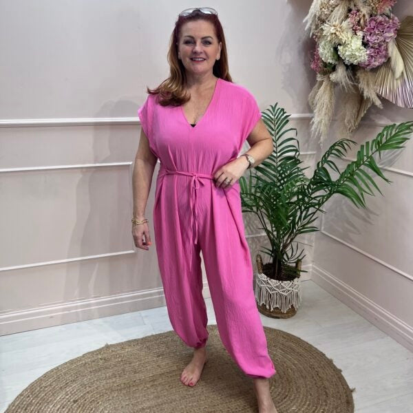 Lola: Oversized V-neck jumpsuit. One Size 10-18