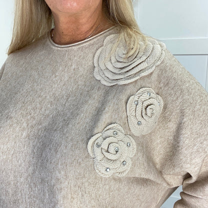 Asher: Appliqué rose top with button back. One size 16-22.