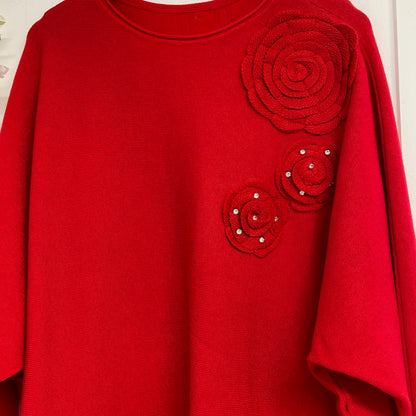 Asher: Appliqué rose top with button back. One size 16-22.