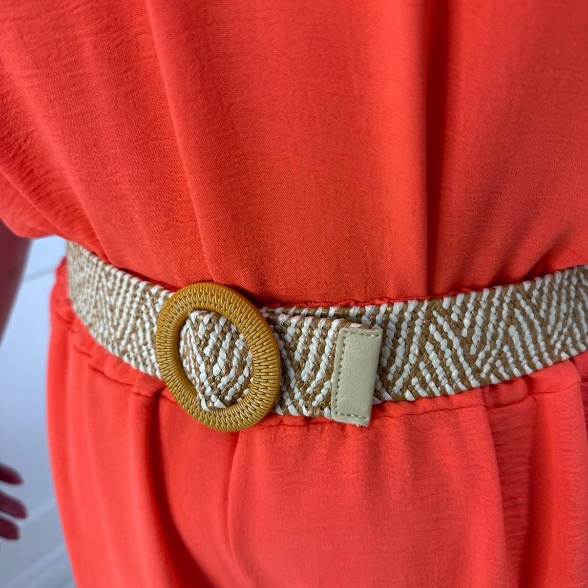 Mila: Super stretchy coffee & cream belt. One Size 12-26